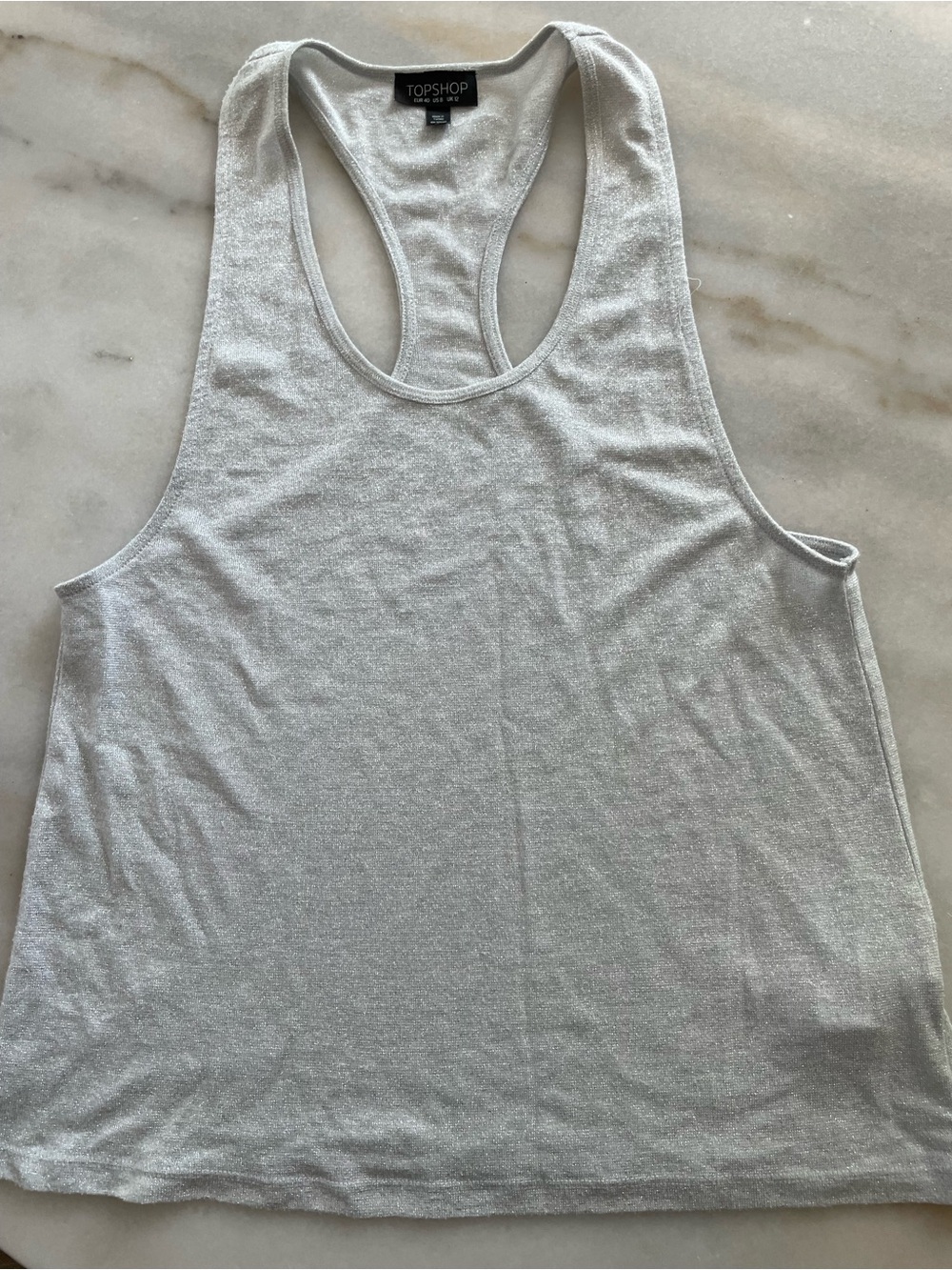 TOPSHOP Light Silver Metallic Racerback Tank